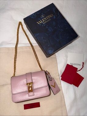 Valentino mini Rockstud Blush Pink Leather Crossbody with Gold-Tone Studs ⛓️‍💥